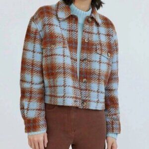 Aritzia Wilfred Free Autumn Wool Blend Plaid Shirt Jacket size XS